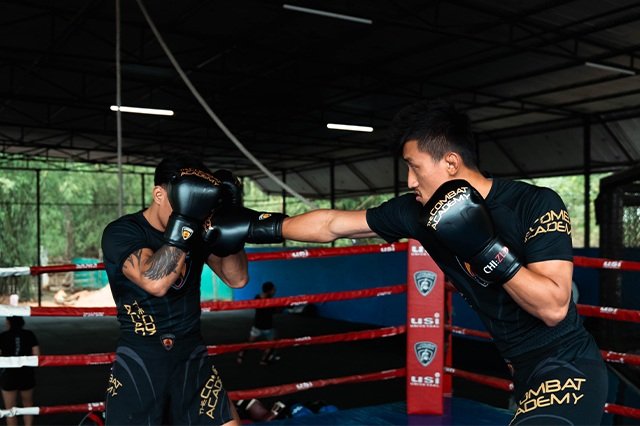 Chizld boxing gloves during a real sparring session